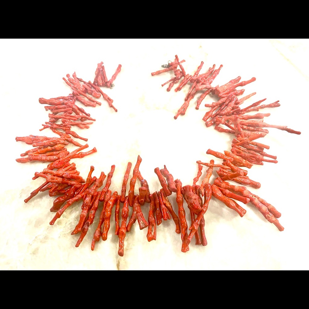 Coral twig statement necklace